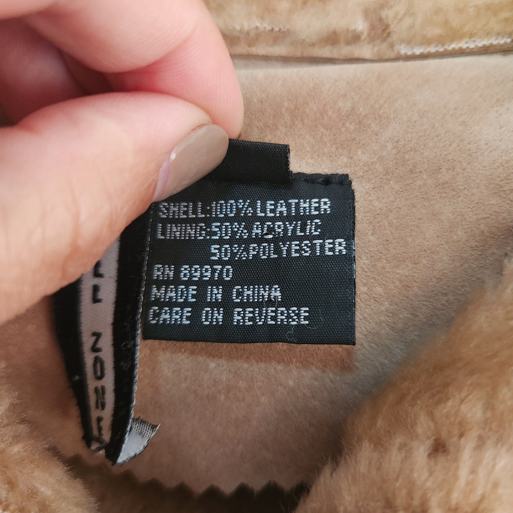CHILL ZONE Vintage 100% Leather Penny Lane Faux Fur Lined Coat size Large - Picture 7 of 10